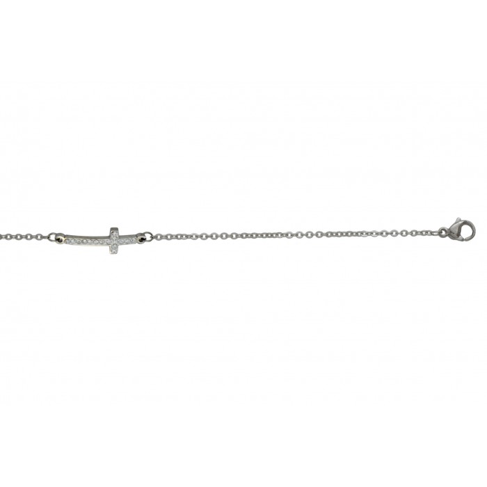 Steel bracelet/croix+cristal/résine époxy