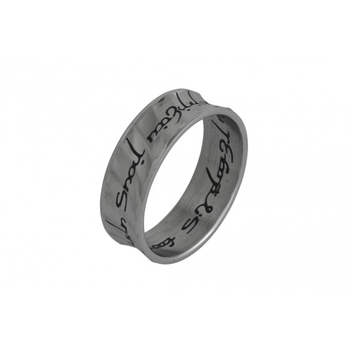Steel ring/black ingraving/diamond cut/6.4MM