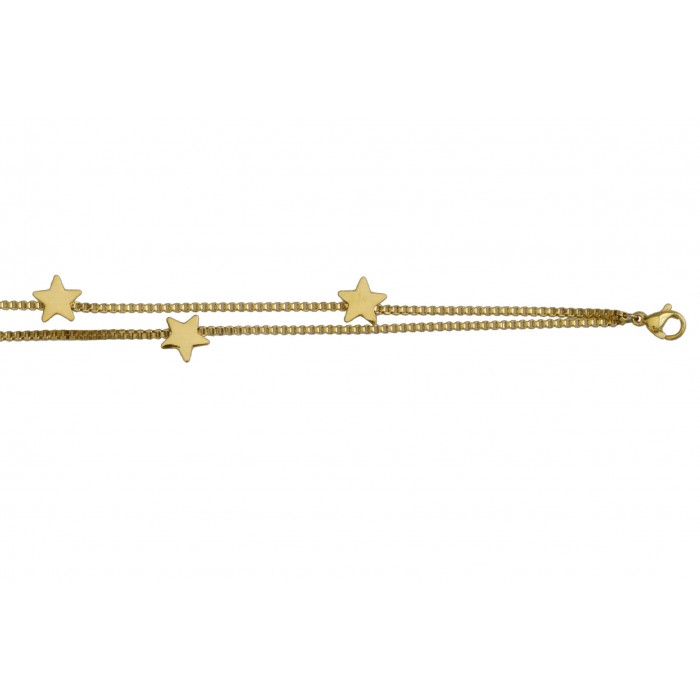 Steel bracelet/double rang + étoile/ip gold