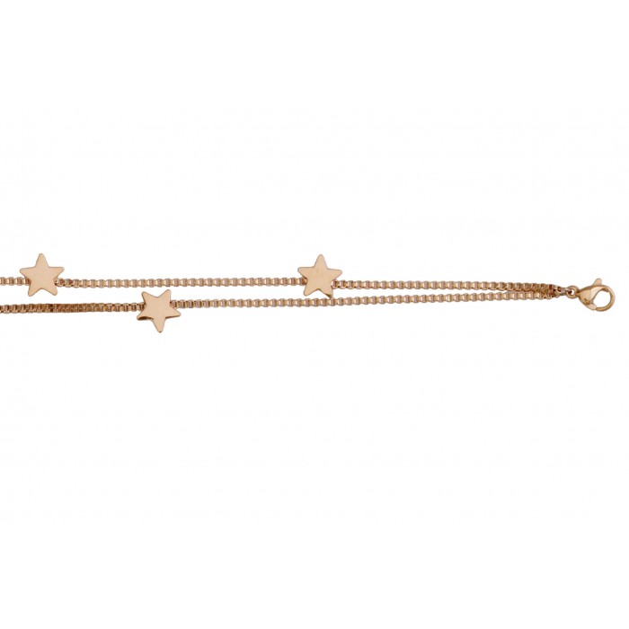Steel bracelet/double rang + étoile ip rose gold