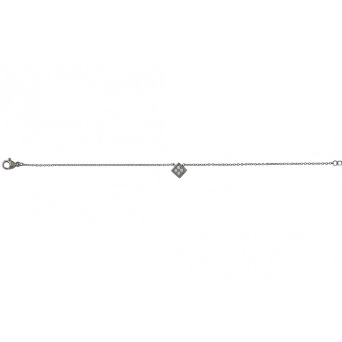 Steel necklace/losange+cristal/résine époxy