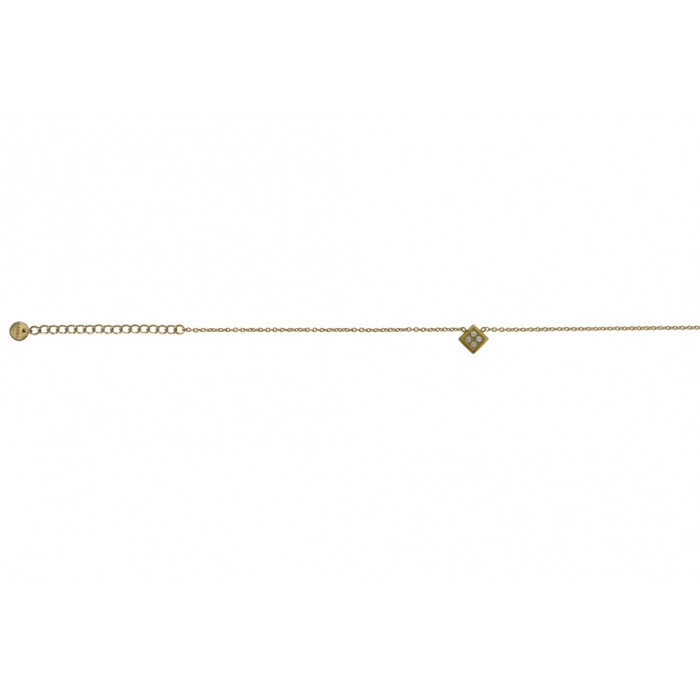 Steel necklace/losange+cristal/ip gold/résine époxy