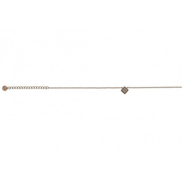 Steel necklace/losange+cristal/ip rose gold