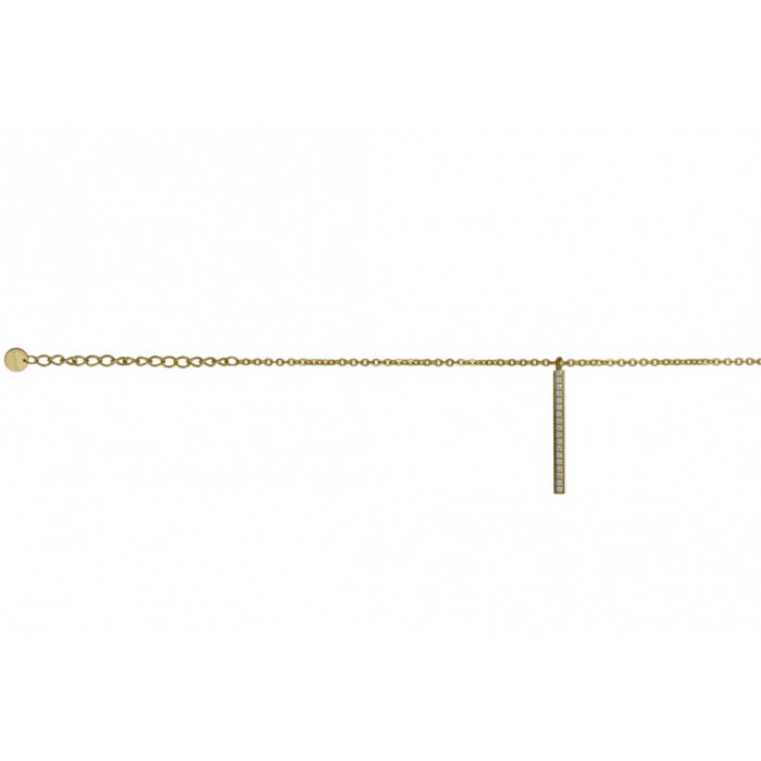 Steel necklace/plaque+cristal/ip gold/résine époxy