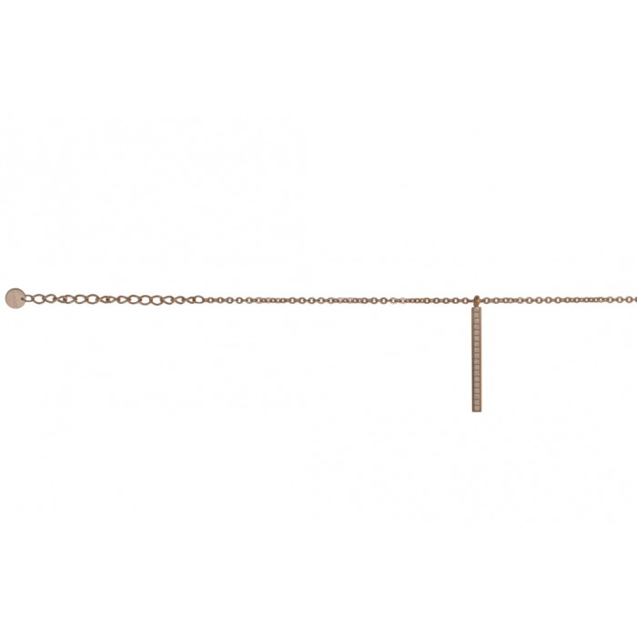 Steel necklace/plaque+cristal/ip rose gold/résine époxy