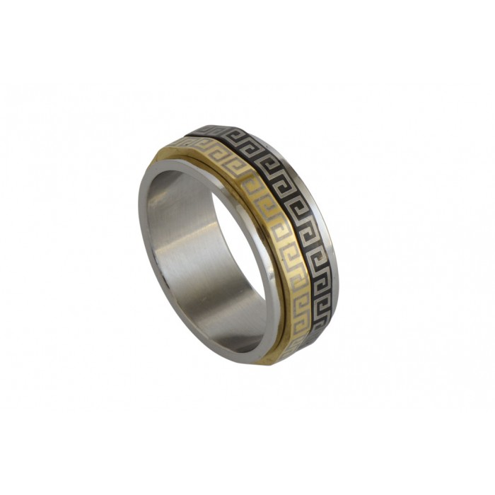Steel ring/Black and gold pvd/anti stress/8mm