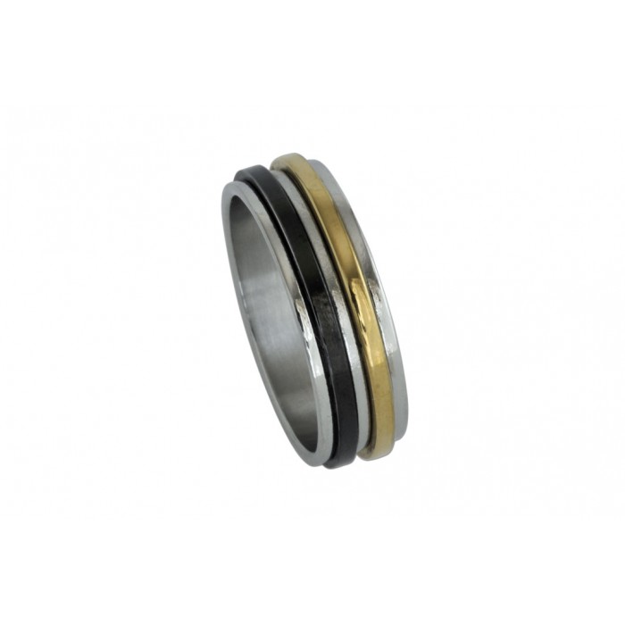 Steel ring/IP gold,black/anti-stress/7MM