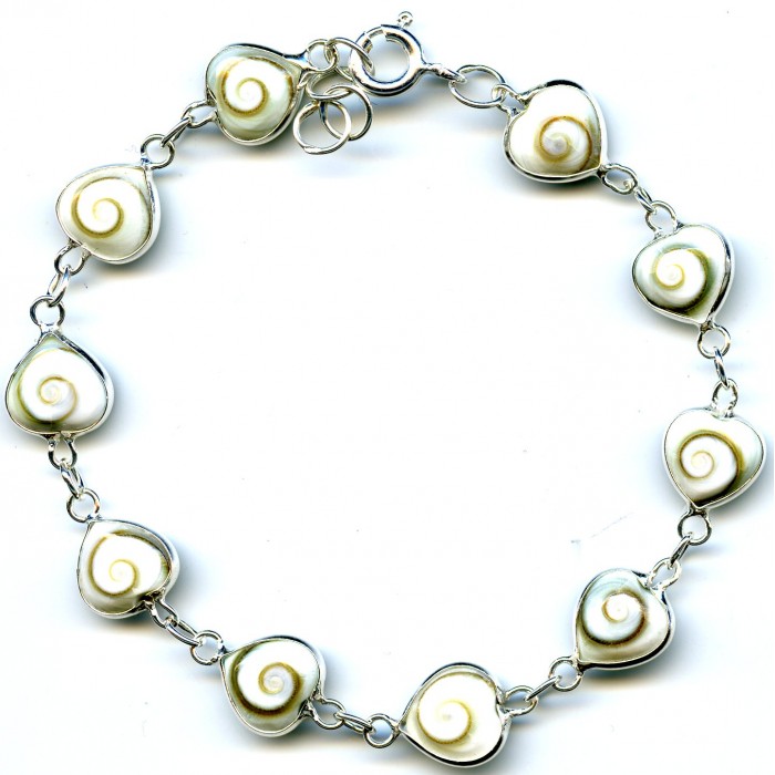 Bracelet argent pierre/shiva shell coeur