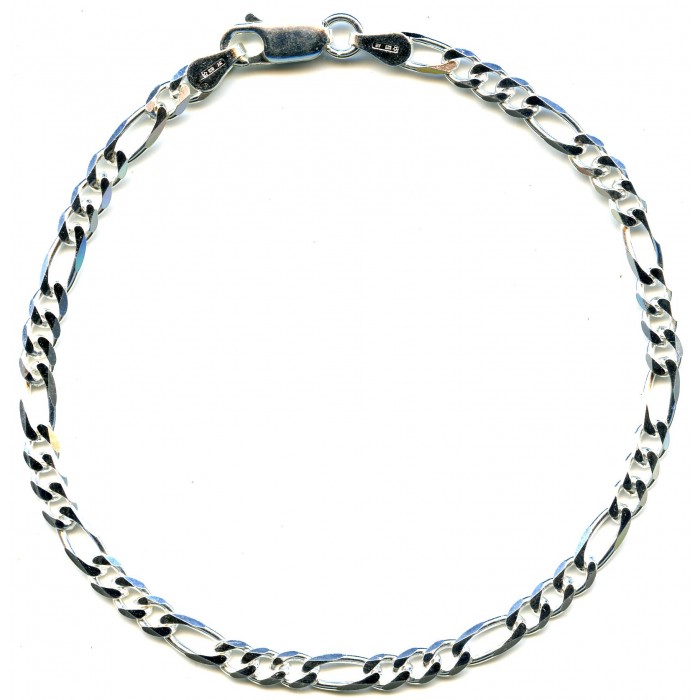 Bracelet argent/figaro diamantée