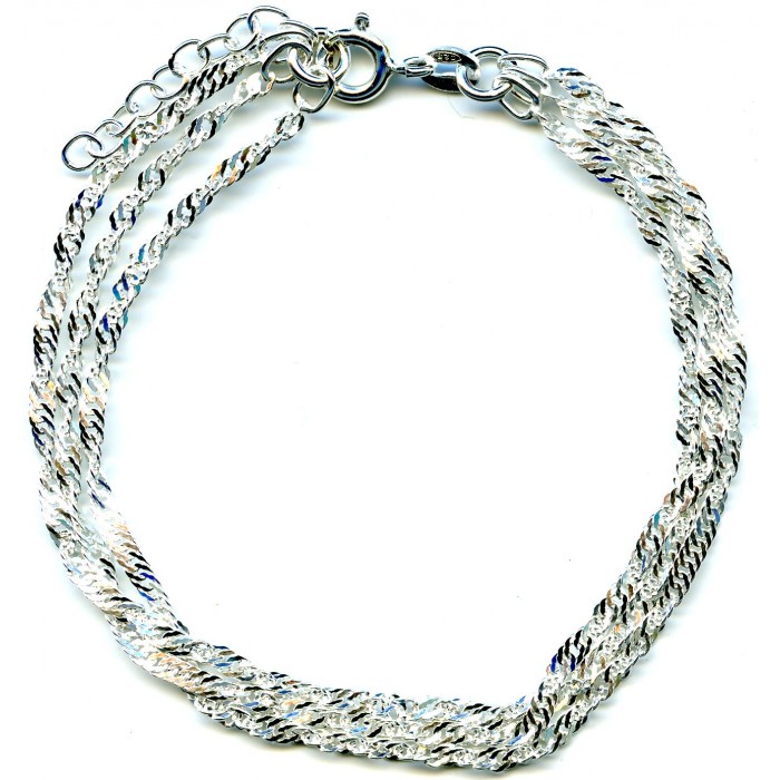 Bracelet argent singapour 3 rangs