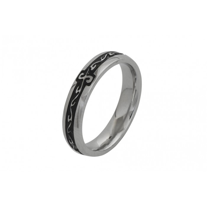 Steel ring/black ingraving/4mm