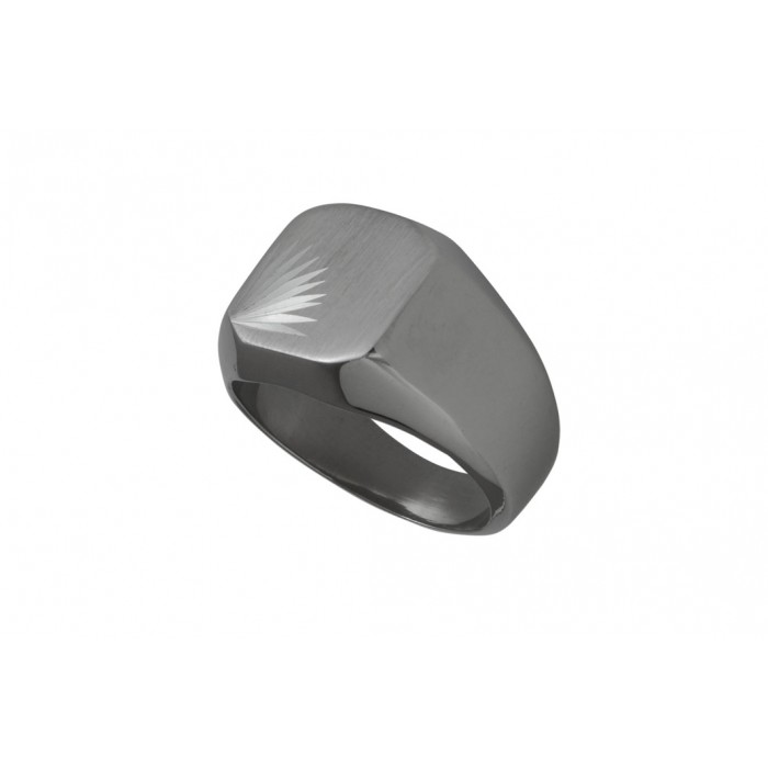 Steel ring/chevalière facette