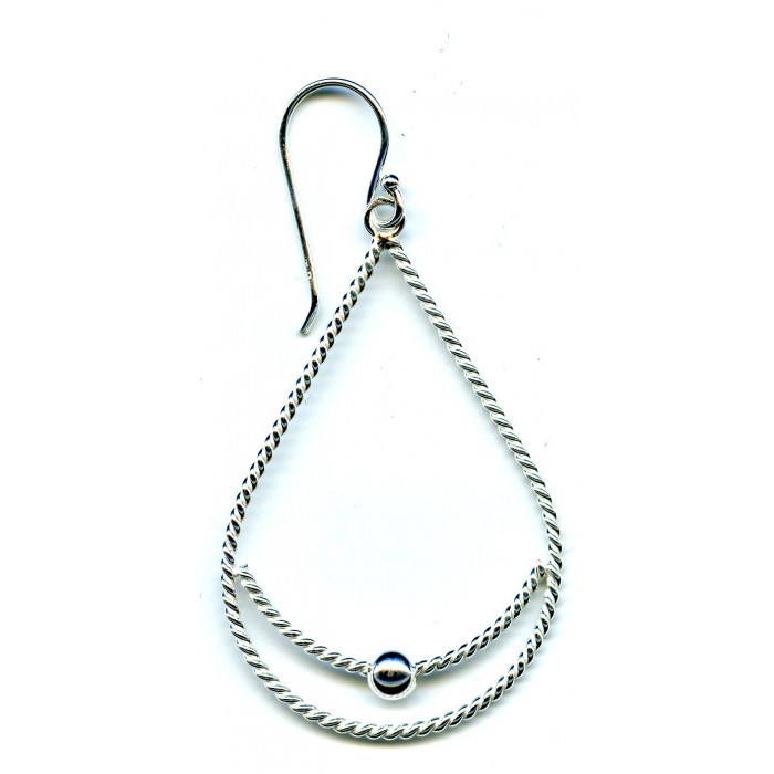 Boucle d'oreille argent/pendante goutte+bille