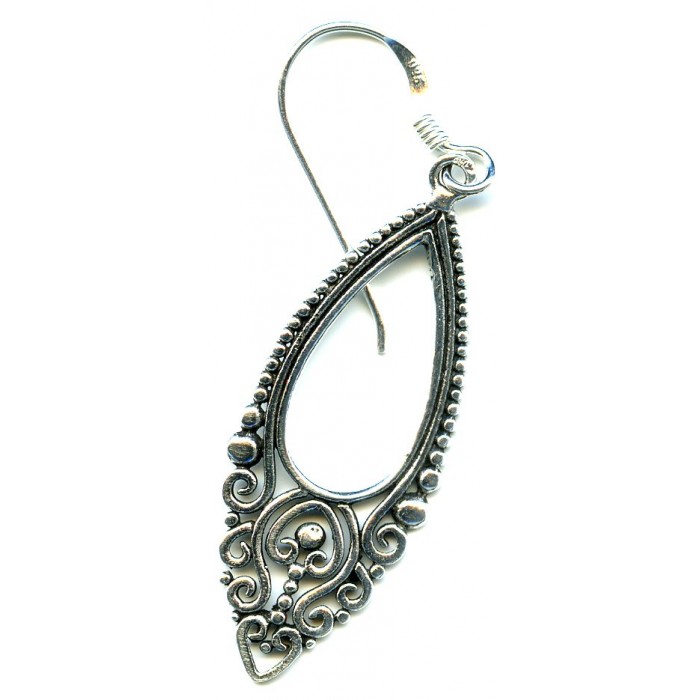 Boucle d'oreille argent pendante gravée