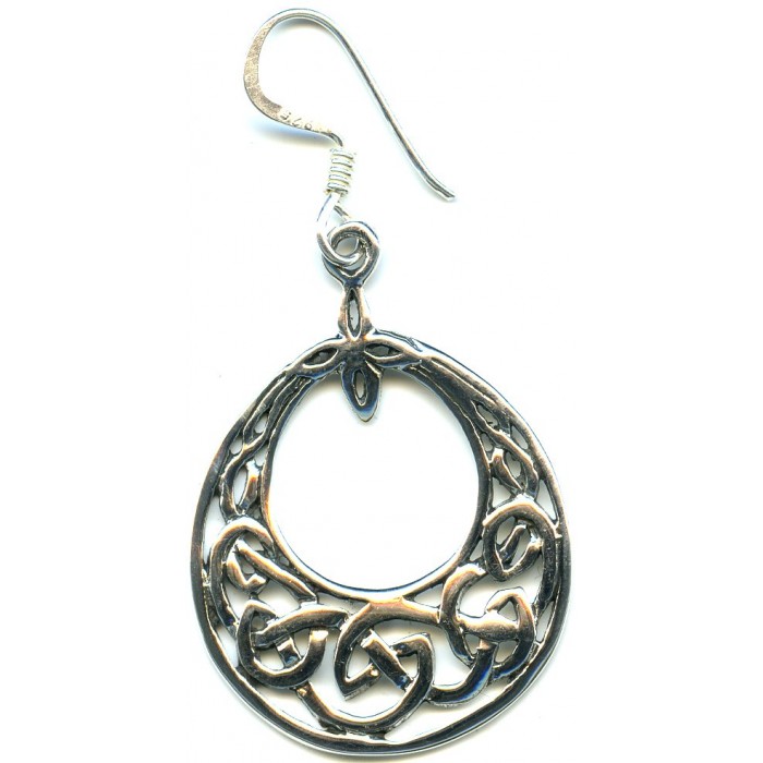 Boucles D'oreilles Pendantes Anciennes En Argent Massif 925 - Cercles Créateur - France