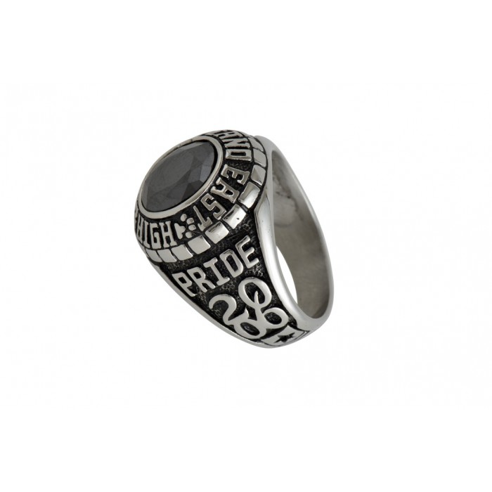 Steel ring/black cz