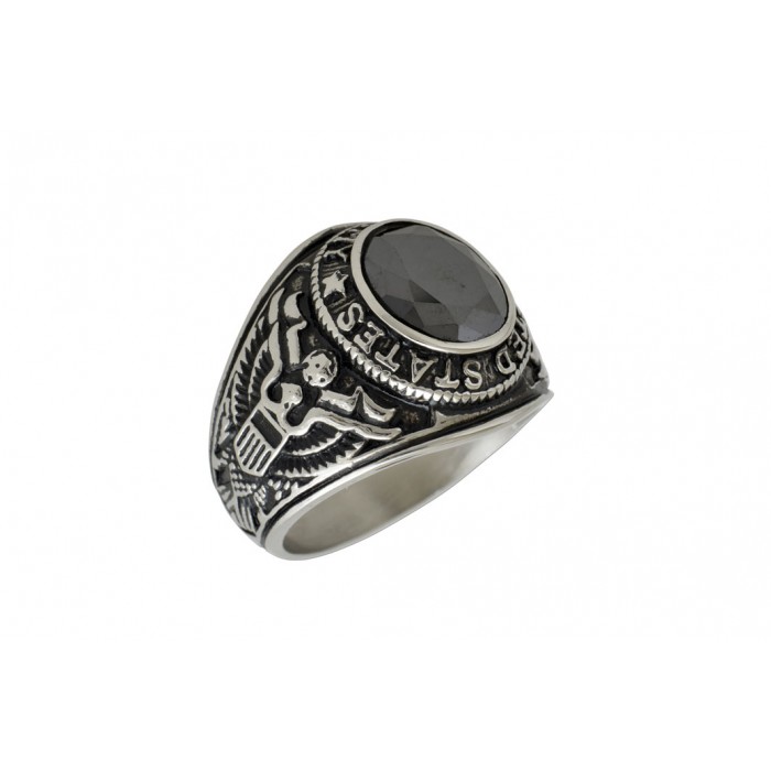 Steel ring/Black Cz