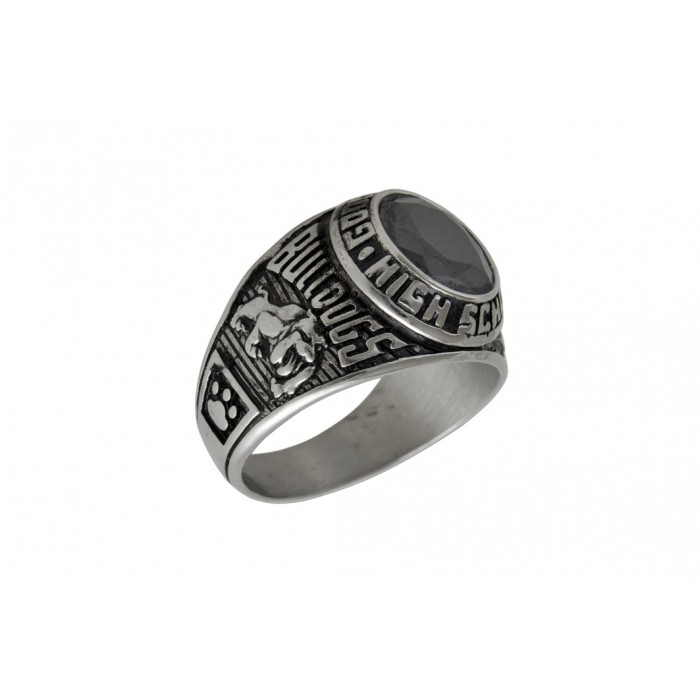 Steel ring/Black Cz