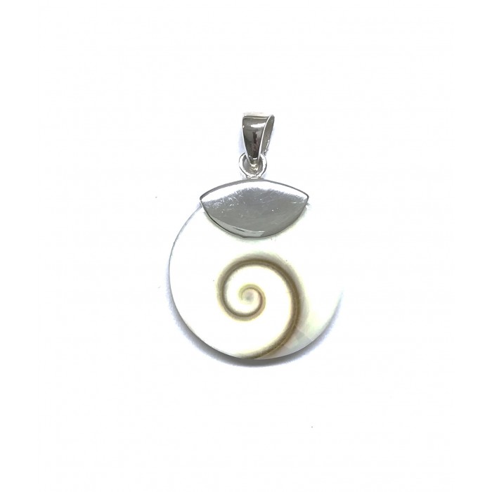Pendentif argent pierre/shiva shell