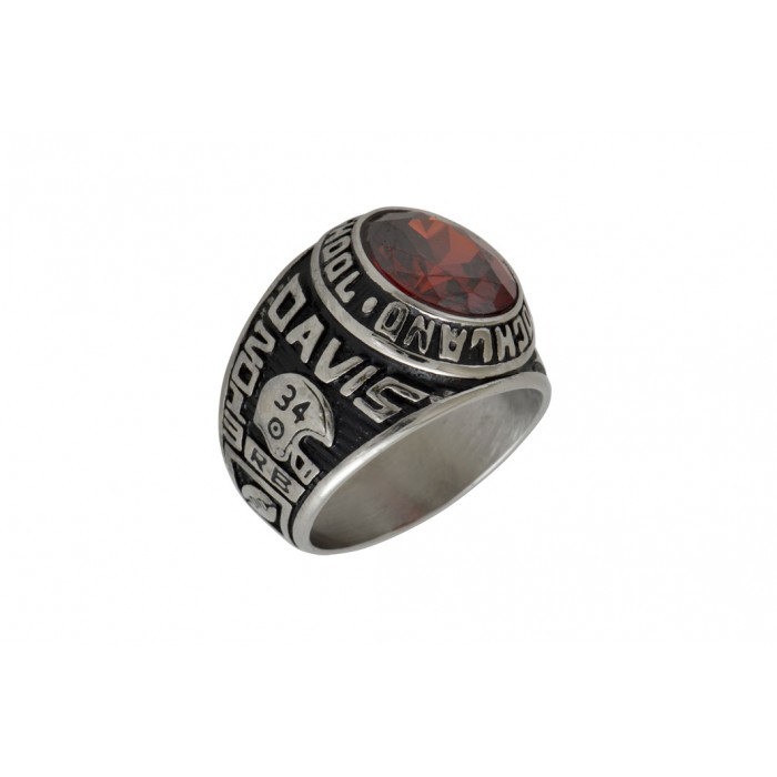 Steel ring/Red Cz