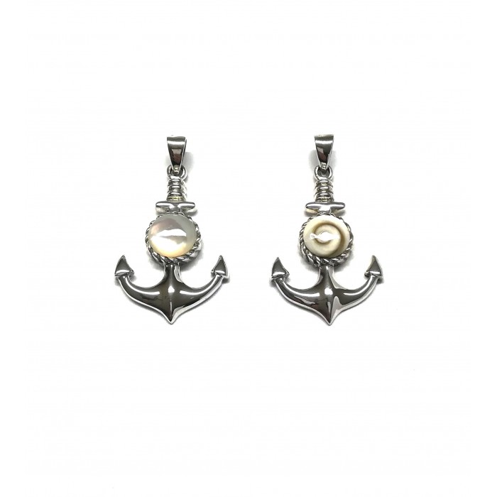 Pendentif argent pierre/ancre