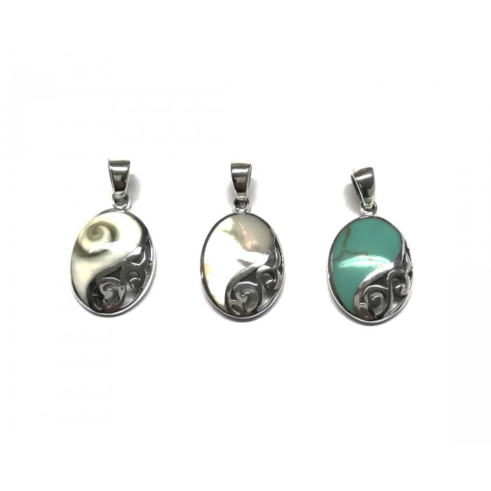 Pendentif argent pierre/arabesque