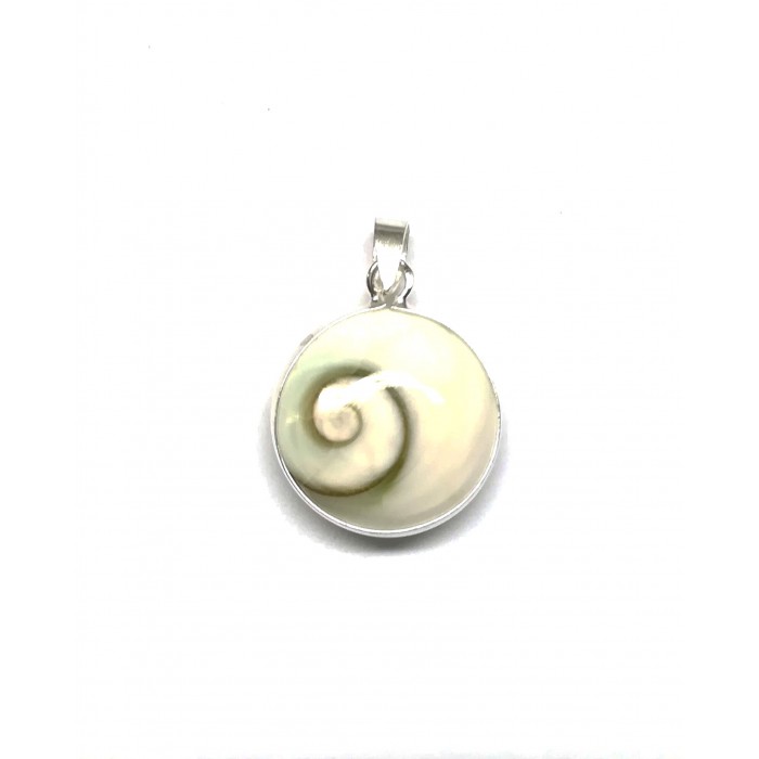 Pendentif argent pierre rond shiva shell