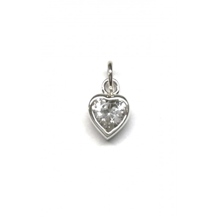Pendentif argent pierre/coeur white cz