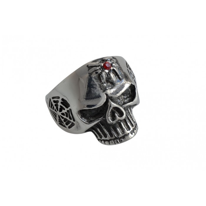Steel ring/tête de mort rouge+Résine époxy