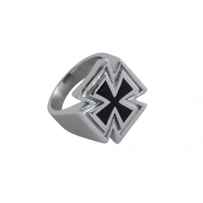 Steel ring/black resin engraving