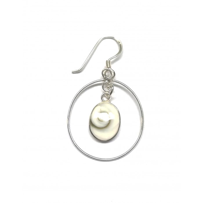 Boucle d'oreille argent pierre shiva shell