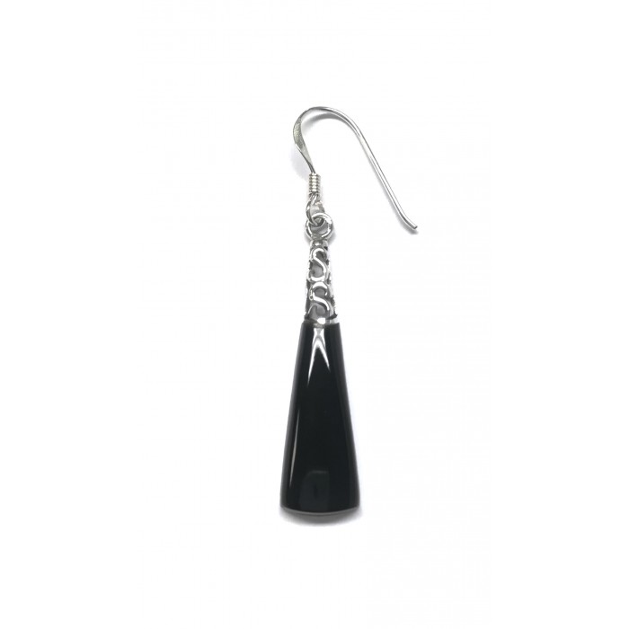 Boucle d'oreille argent pierre/pendante onyx