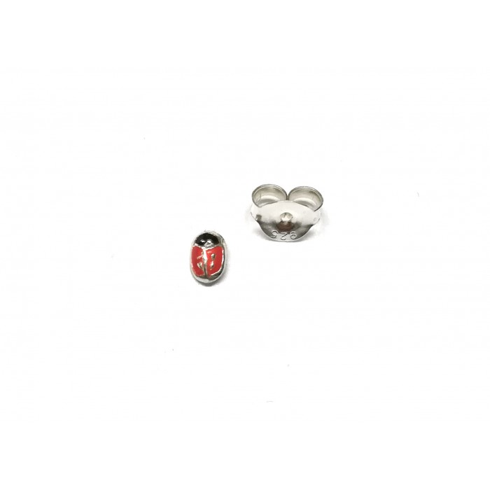 Boucle d'oreille argent/mini coccinelle