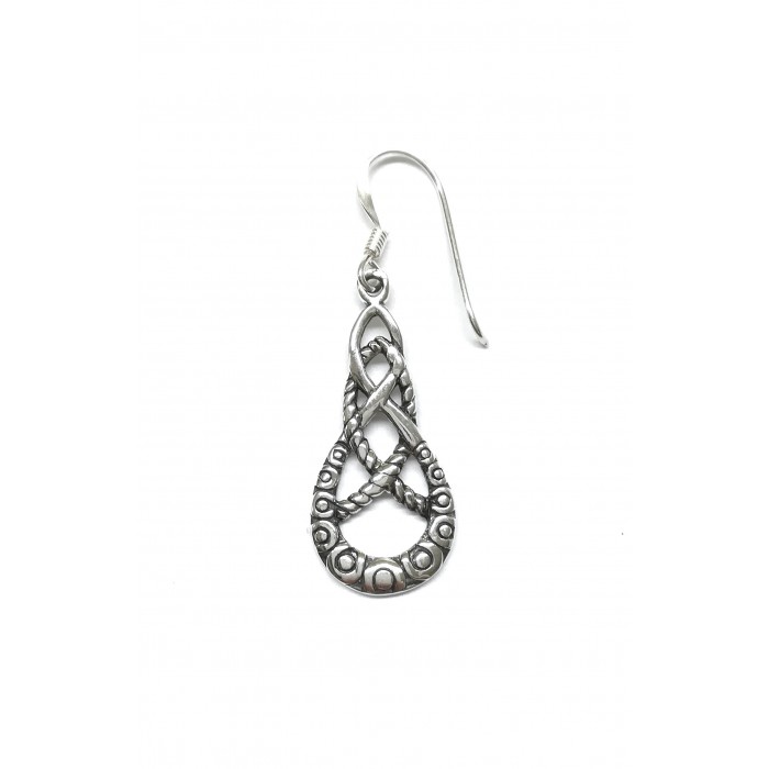 Boucle d'oreille argent pendante/ethnique