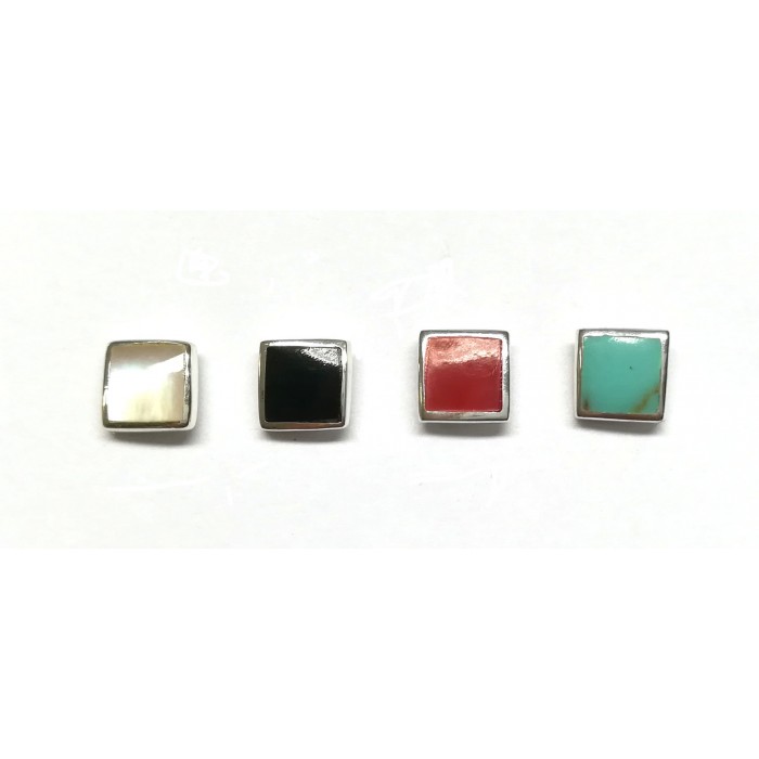 Boucle d'oreille argent pierre/carré