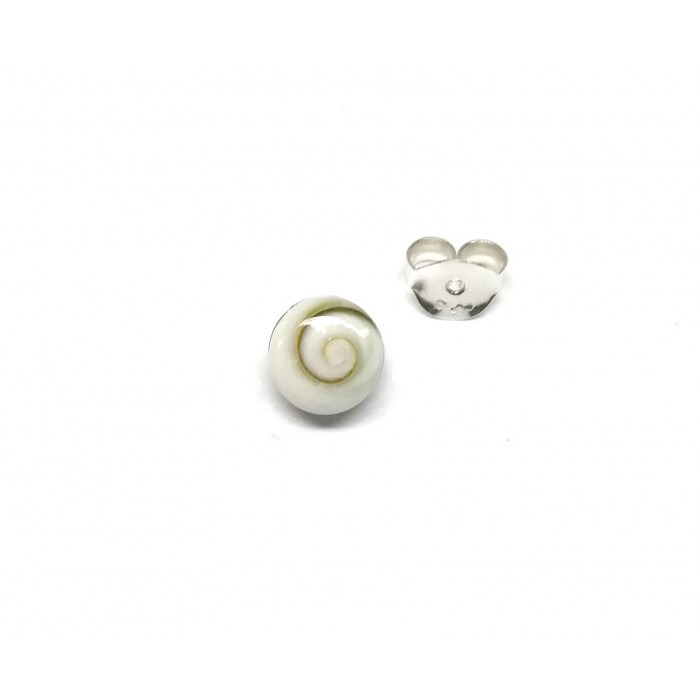 Boucle d'oreille argent pierre/shiva shell rond