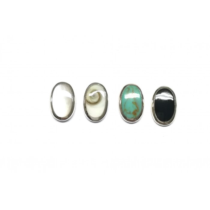 Boucle d'oreille argent pierre/ovale