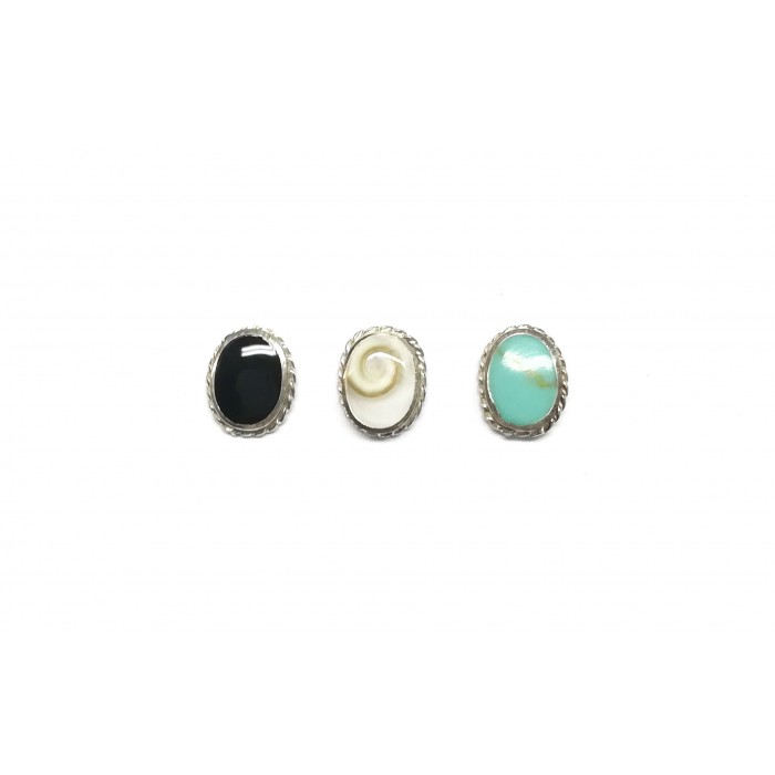 Boucle d'oreille argent pierre/ovale gravé