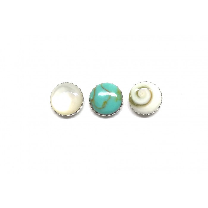 Boucle d'oreille argent pierre/rond zig zag