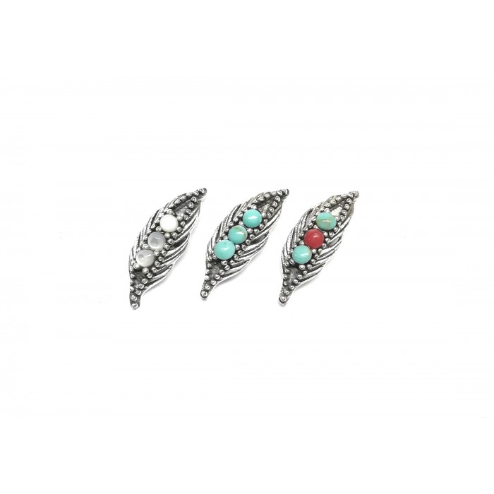 Boucle d'oreille argent/puce plume navajo+résine époxy