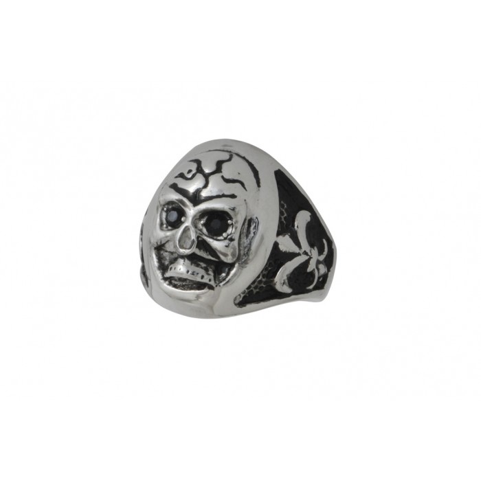 Steel ring/Black CZ