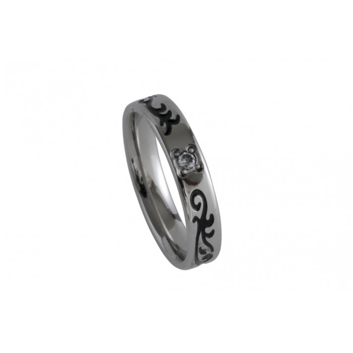 Steel ring/white cz/4mm