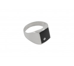 Bague argent pierre/onyx+cz