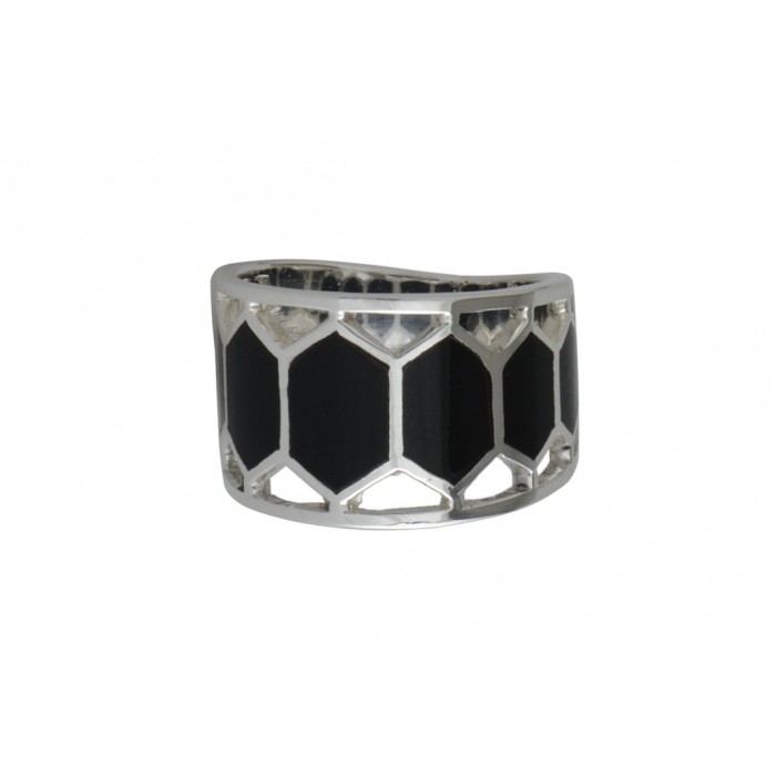 Bague argent pierre/multi onyx+résine époxy
