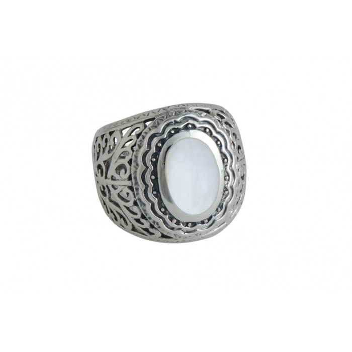 Bague argent pierre/nacre filigrane