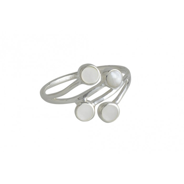 Bague argent pierre/nacre petit rond+résine époxy
