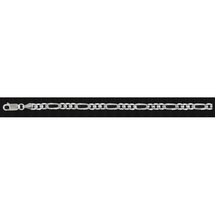 Chaîne argent/figaro diamantée 4.7mm