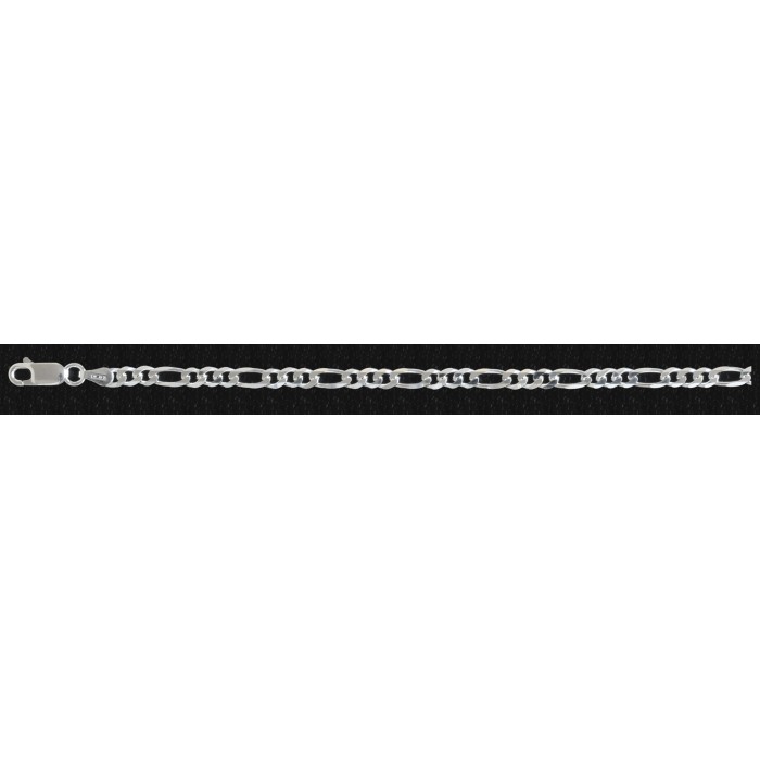 Chaîne argent/figaro diamantée 4mm