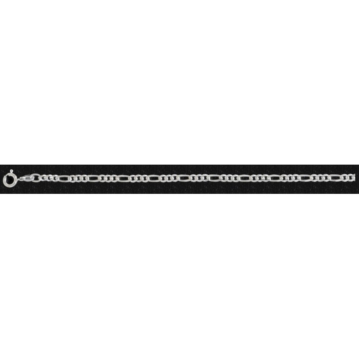 Chaîne argent/figaro diamantée 3mm