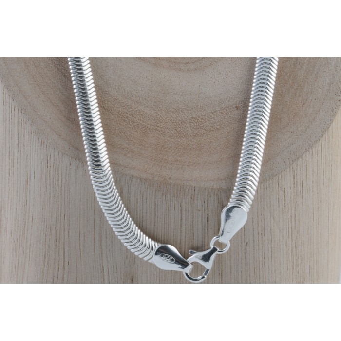 Chaîne argent/serpent plat
